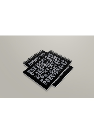 Notebook for Developers - Programming Languages - Siyah - Kısmi Lak'lı Yumuşak Kapak - 50 Yaprak - Kareli - Spiralli Bloknot