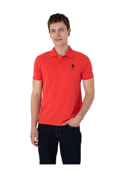 U.S. Polo Assn. Erkek Slim Fit Polo Yaka Basic Tişört Kırmızı
