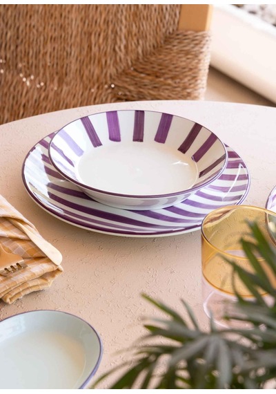 The Mia Joy Yemek Tabağı 6lı Set Mor 20 Cm Mor