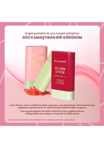 Stick Krem Allık Yumuşak Ve Nemlendirici Formül Yüksek Pigmentasyon Spf 50+ Ruby 19gr Çok Renkli