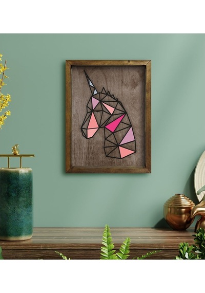 Bk Home Unicorn Tasarımlı Doğal Masif Ahşap Çerçeveli Tablo 45X65 (496633059)