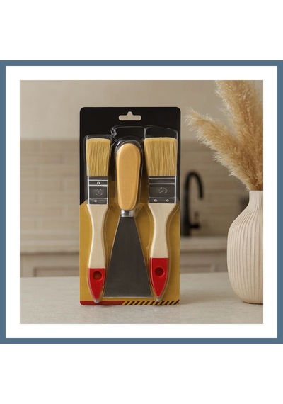 Buradabulabilirsin 3 Parça Boyacı Seti 50 Mm Spatula Ve 2 Adet Kestirme Fırça No.1-1.5 Bbz