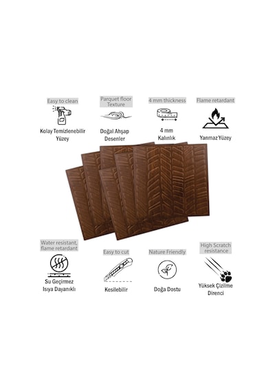 3 Boyutlu Duvar Paneli Kabartmalı Kılçık Desen Pvc 41x41 Cm/ 6 Adet /1 M² Altın Meşe