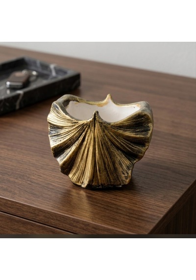 Ginkgo Yaprağı Dekoratif Saksı O100 6x8 Cm