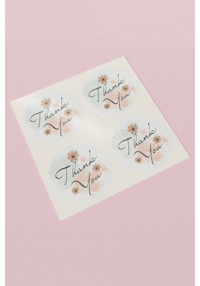 Papatyalı Thank You Teşekkür Sticker 3x3cm St2225 Çok Renkli