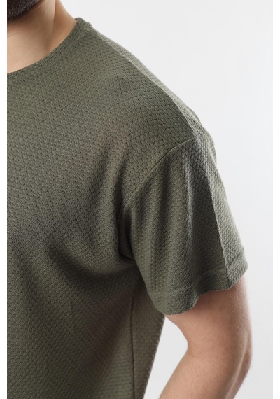 Haki Bisiklet Yaka Erkek T-shirt E7128 Haki