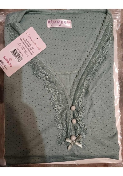 Pijamerry Kadın Bambu Baharlık Dantel Yaka Uzun Kol İnce Pijama Takımı 5208y - 1 Adet Yeşil Pijamerry Kadın Bambu Baharlık Dantel Yaka Uzun Kol İnce Pijama Takımı 5208y - 1 Adet Yeşil
