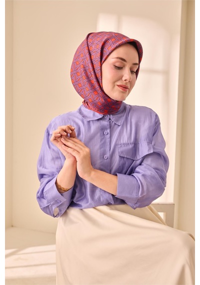 Silk Home Twill İpek Eşarp 11479-22 Parlak Turuncu, Eflatun