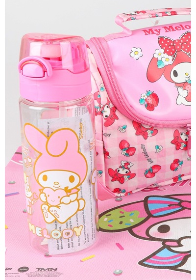 X Dekomus Lisanslı My Melody Sweet Berry Collection Termoslu Beslenme Çantası,beslenme Kabı,matara,beslenme Örtüsü Seti Açık Gri