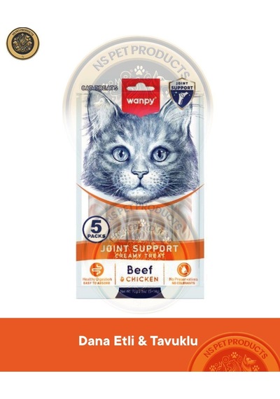 Wanpy Bone Support Sığır Eti-tavuk Kedi Krema Ödülü 5x14gr