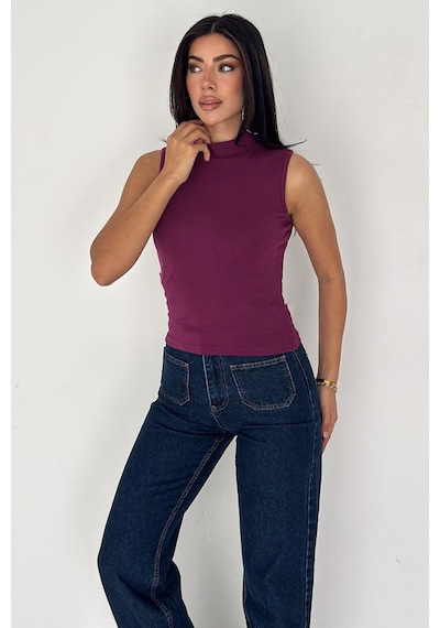 Noa & Noa Kadın Kolsuz Boğazlı Basic Body Sleek Core Mor