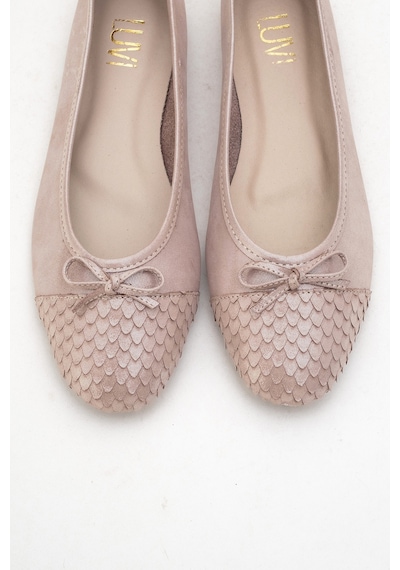 Luvishoes Luvi Shoes 02 Koyu Bej Simli Hakiki Deri Kadın Babet Ayakkabı Koyu Bej