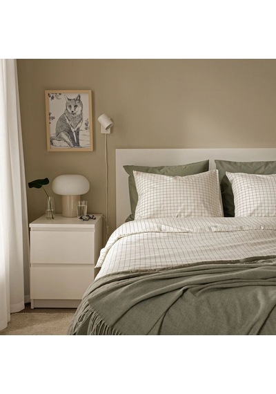 Ikea Doftakleja Tek Kişilik Nevresim Takımı 150 X 200 Cm Beyaz - Gri