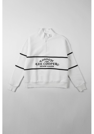 Lee Cooper Grace Kadın Dik Yaka Sweatshirt Beyaz-20694 Beyaz