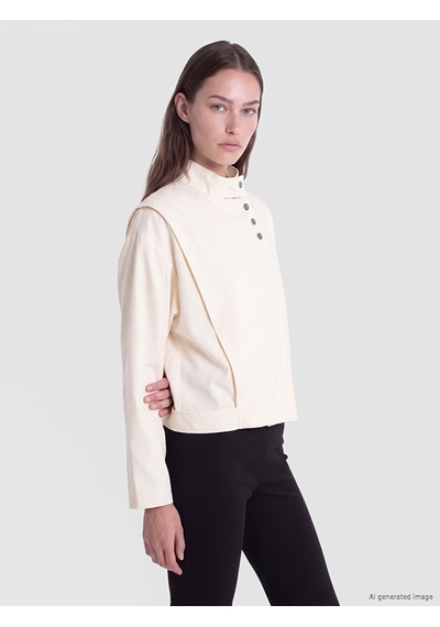 Lcw Modest Ekru Dik Yaka Oversize Kadın Yağmurluk