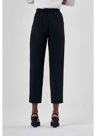 Mizalle Keten Dokulu Fit Siyah Pantolon Siyah
