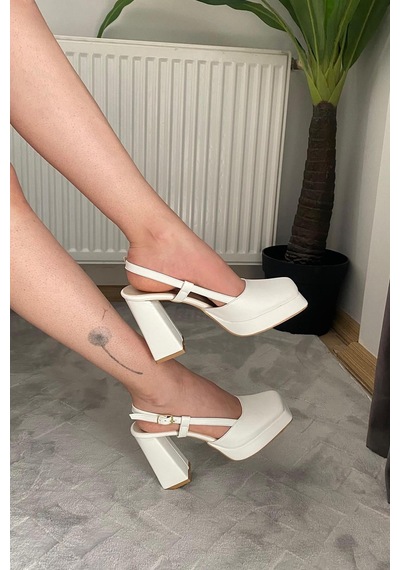 Preshley Kadın Asena Beyaz 10 Cm Platfom Topuklu Aykkabı