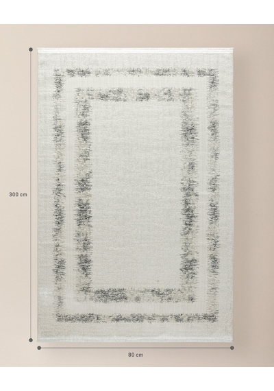 Madame Coco Vence Halı - Beyaz/gri - 80x300 Cm 8684427190272 Beyaz