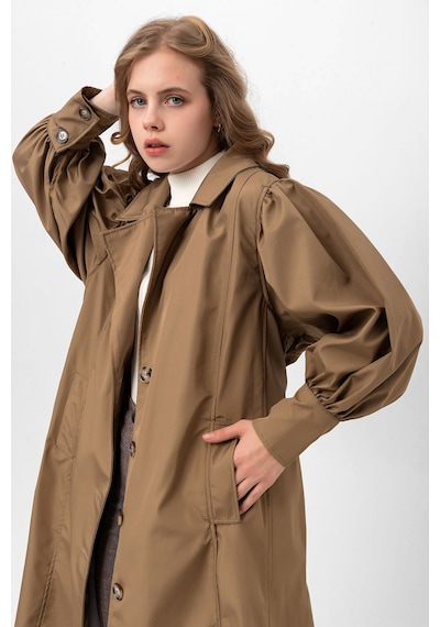 Pastelastore Kadın Balon Kol Yırtmaçlı Düğmeli Kuşaklı Oversize Uzun Mevsimlik Trençkot 2113 Vizon Pastelastore Kadın Balon Kol Yırtmaçlı Düğmeli Kuşaklı Oversize Uzun Mevsimlik Trençkot 2113 Vizon