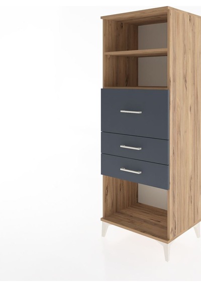 Hyperion Dolap 2 Raflı 3 Çekmeceli 60x44x163 Çam-antrasit Çam