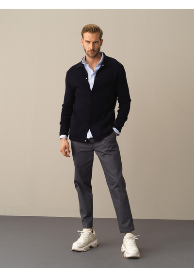Xint Lacivert Regular Fit Polo Yaka Pamuk Hırka 801679