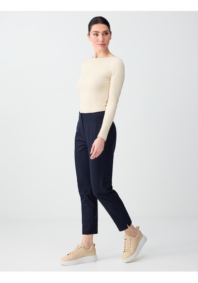 Jimmy Key Jimmy Key Lacivert Yüksek Bel Normal Paça Örme Pantolon 6sw186515494
