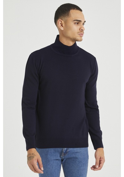 Cool Tarz Lacivert Erkek Slim Fit Yarım Balıkçı Yaka Akrilik-pamuk Karışımlı Basic Triko Kazak Lacivert Lacivert