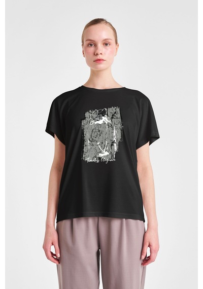 Lescon Kadın Kısa Kollu T-shirt 25n-2118 Siyah