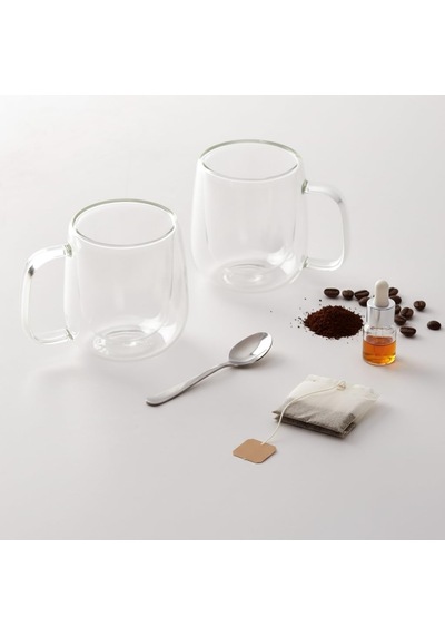 Lexroo 2'li Çift Cidarlı Cam Fincan Seti - 100 Ml Isıya Dayanıklı Espresso Ve Türk Kahvesi Bardağı Çok Renkli