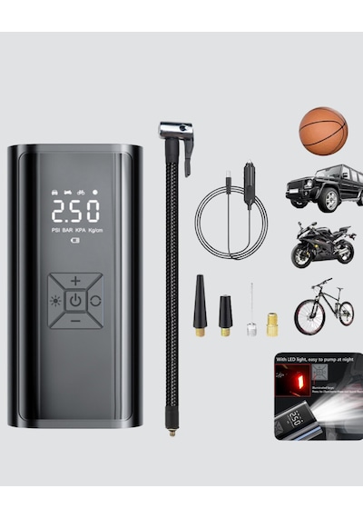 Kablosuz Dijital Lastik Şişirme Pompası Led Işıklı 80w Standart