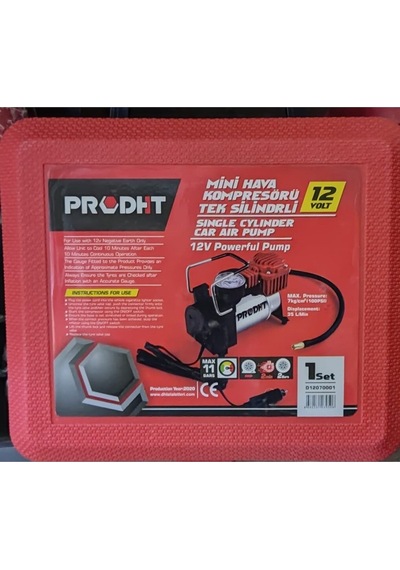 Mini Hava Kompresörü Tek Silindirli 12 Volt