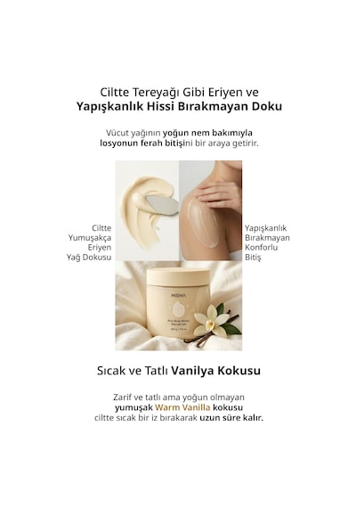 Mıdha Rice Body Butter Cilt Bariyeri Desteği ve Yoğun Nem Sunan Pirinç Özlü Vücut Kremi 500 ML