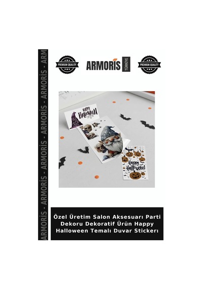 Özel Üretim Salon Aksesuarı Parti Dekoru Dekoratif Ürün Happy Halloween Temalı Duvar Stickerı Çok Renkli