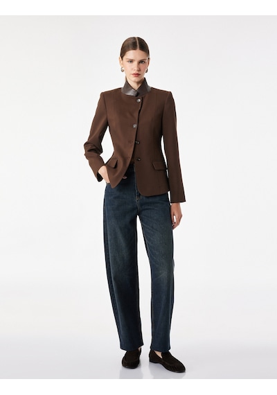 Koton Viskon Karışımlı Uzun Kollu Suni Deri Yaka Slim Fit Ceket Kahverengi 7wak50014pw Kahve Koton Viskon Karışımlı Uzun Kollu Suni Deri Yaka Slim Fit Ceket Kahverengi 7wak50014pw Kahve