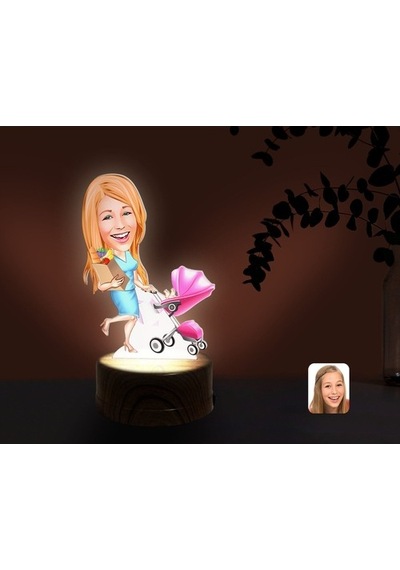 Kişiye Özel Ev Hanımı Karikatürlü Dekoratif 3D Biblo Led Işıklı G (481496247)