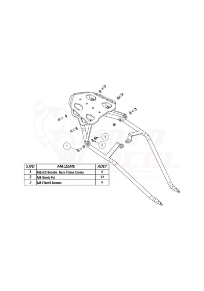 Tvs Raider 125 Uyumlu Topcase Çanta Demiri