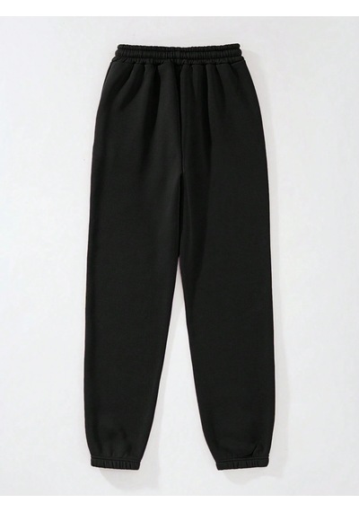 Expression Print Elastic Waist Thermal Lined 4 Mevsim Eşofman Siyah