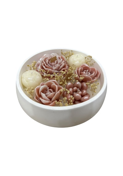 Yuvarlak Tabak 19x5 Cm Kokulu Çiçek Mum Kadınlar Günü, Anneler Günü Hediyelik