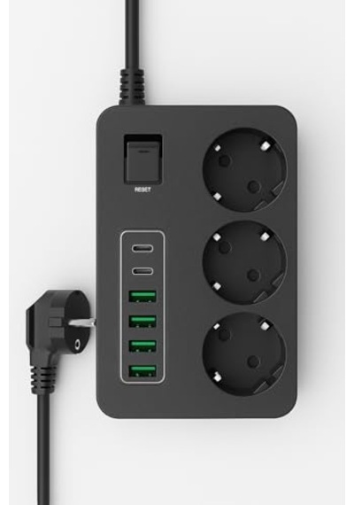 Çoklu Priz 3 Ac Soket + 5 Usb 2 Usb-c, 3 Usb-a - 2 Metre Kablo, Çocuk Korumalı, 3000w Güç, Isıya Dayanıklı, Anahtarlı Uzatma Kablosu