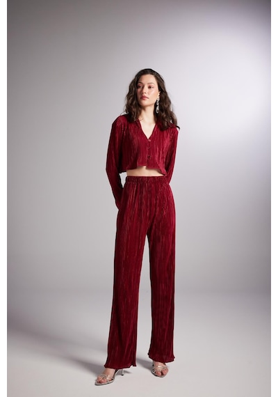 Holly Lolly Beli Lastikli Esnek Comfy Pantolon Bordo