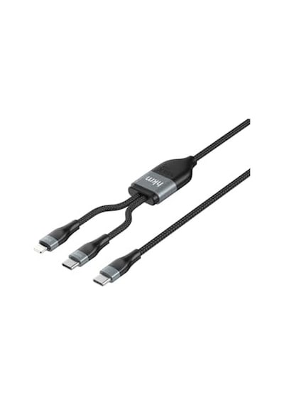 Duo Power 100w Çift Uçlu, Type-c To Lightning + Type-c Şarj Kablosu, Örgü Tasarım, 1.2 Metre, Siyah