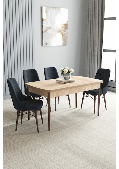 Zümra Serisi, Meşe Desen 80x132 Açılabilir Mdf Mutfak Masası Takımı 4 Adet Sandalye Antrasit Zümra Serisi, Meşe Desen 80x132 Açılabilir Mdf Mutfak Masası Takımı 4 Adet Sandalye Antrasit