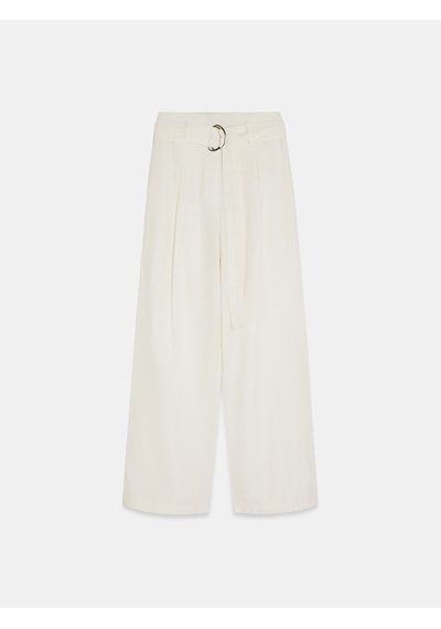 Dilvin 72673 Kemerli Pantolon-beyaz