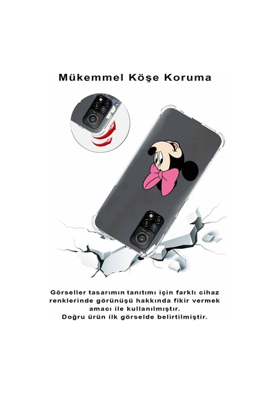 Xiaomi Redmi K20 Köşe Korumalı Antişok Kapak Minnie Mouse Tasarımlı Şeffaf Kılıf