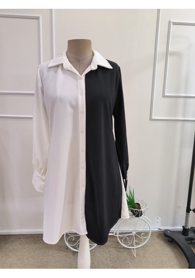 Bhrwear Kadın Uzun Kollu Yakalı Kemersiz Ithal Krep Uzun Gömlek Bluz Renkli