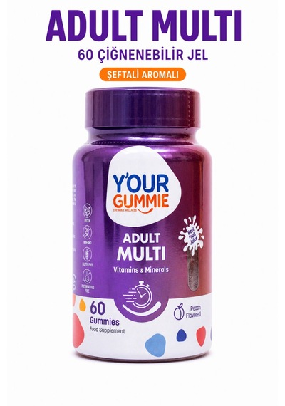 Y'our Gummie Yetişkin Multivitamin ve Multimineral Gummies Şeftali Aromalı 60 Gummies