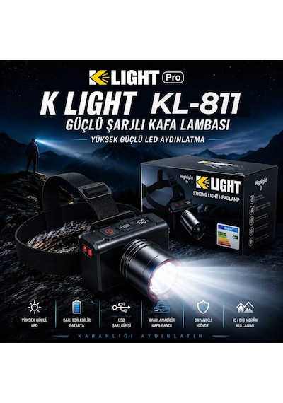 K Light Kl811 Kafa Lambası Siyah