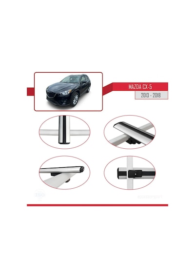 Mazda Cx-5 2013-2018 Arası İle Uyumlu Basic Model Ara Atkı Tavan Barı Gri 3 Adet