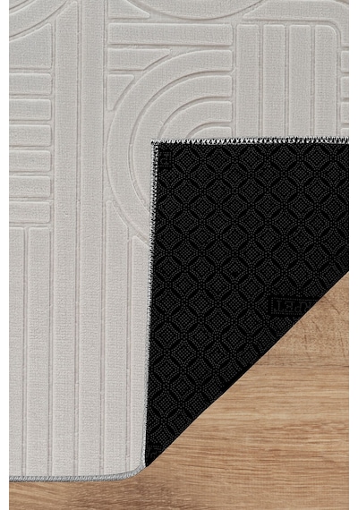 Tropikal Home Bambu Dokulu Modern Desenli Kaymaz Taban Lüx Dört Mevsim Yıkanabilir Halı Yolluk Gri