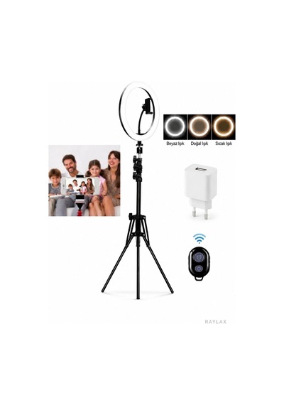 Ring Light 10 İnç Bluetooth Kumandalı Tripod Telefon Tutucu Adaptörlü Tiktok Youtube Canlı Yayın Makyaj Işığı